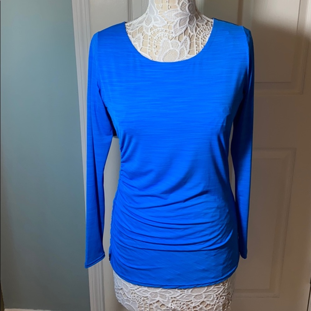 Coolibar long sleeve side zip ruched top